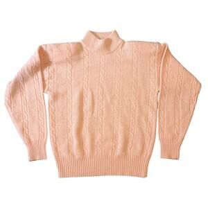 Deans Of Scotland Lambswool Angora Cable Knit Mock Neck Sweater Women's Small